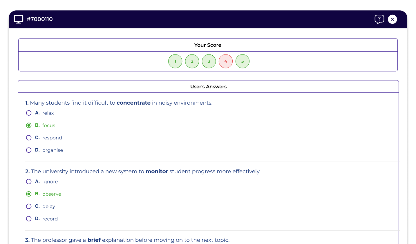 LanguageCert instant test results screen