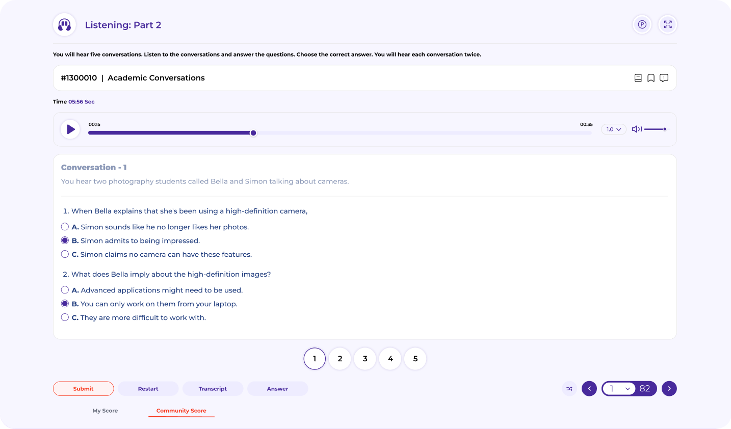 LanguageCert performance report screen