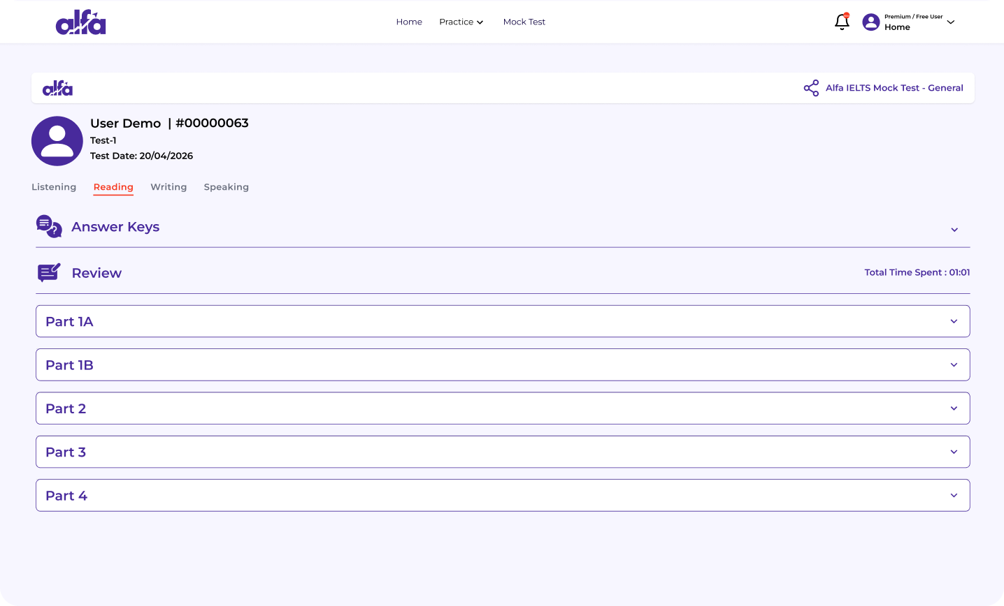 LanguageCert instant test results screen