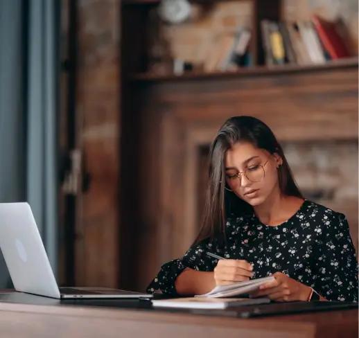 Student practicing for LanguageCert writing examination