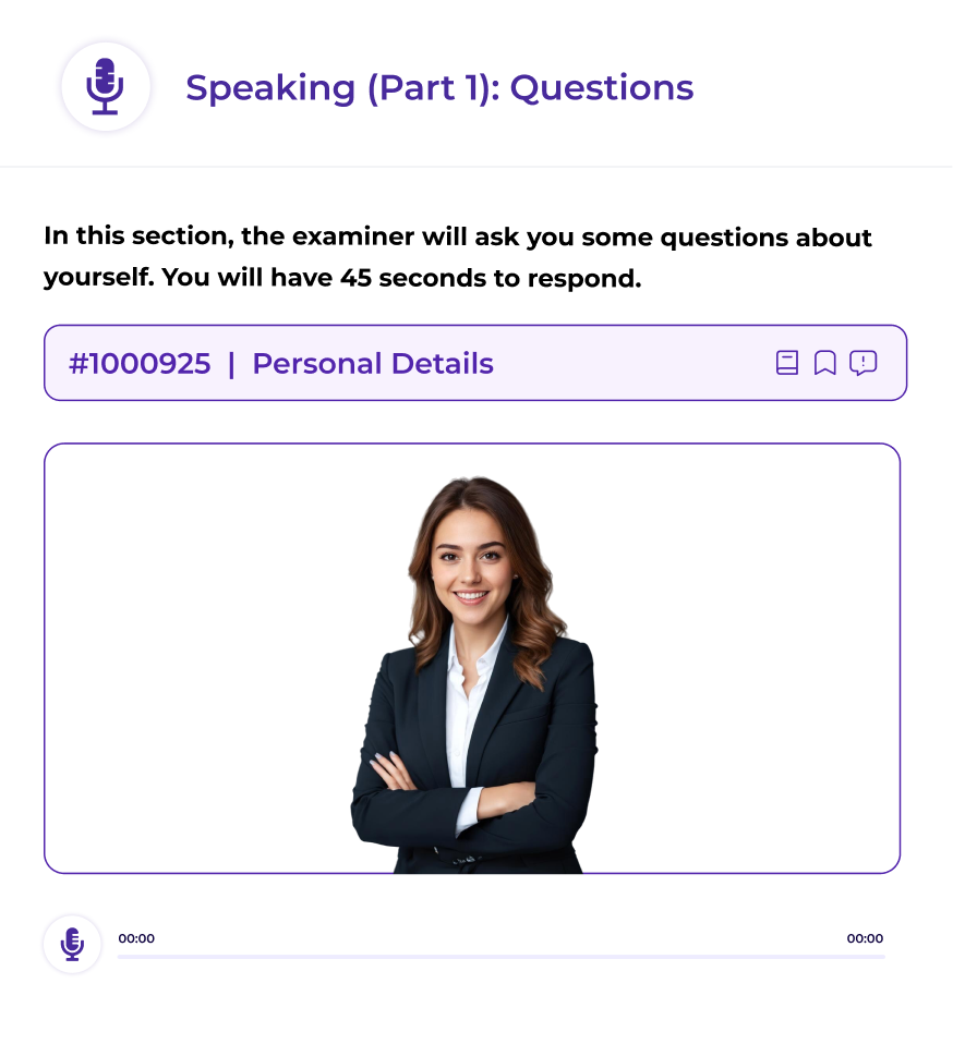 LanguageCert speaking test screen